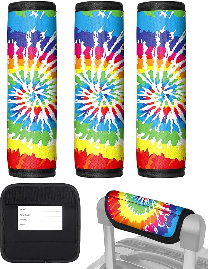 Slohif Luggage Handle Wrap 3Pcs Suitcase Identifier - Bag Strap Cover For Bogg Travel Accessories Easy Identification Bright Marker Sleeve Grips Comfort Neoprene Concealed Tag For Airport Rainbow