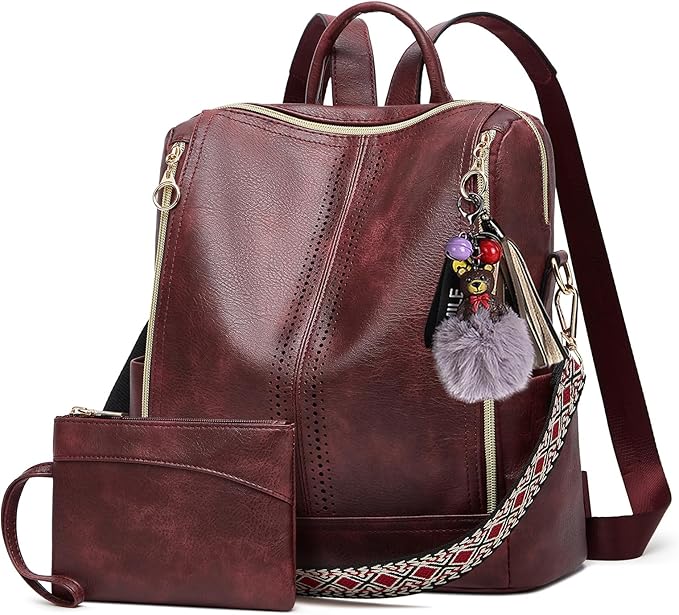 Makes Backpack Purse for Women PU Leather Travel Satchel Handbag Convertible Design Bag with Purse