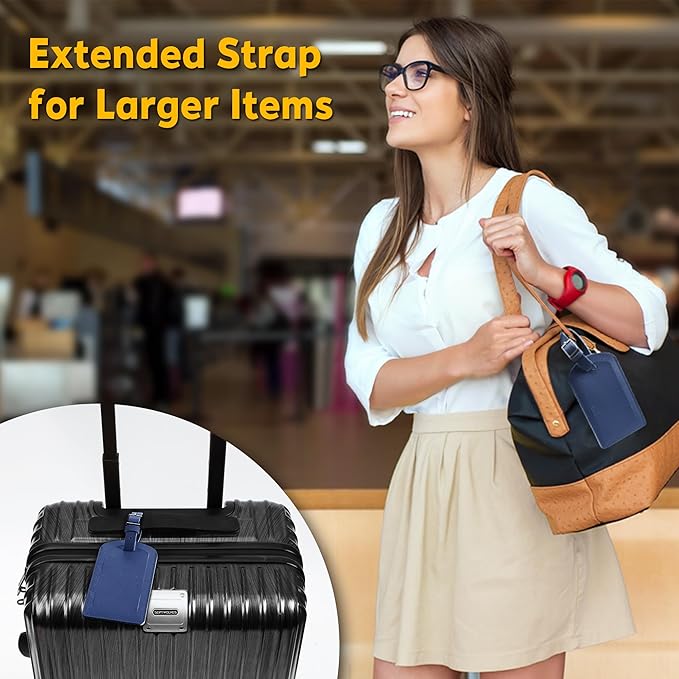 3 Pack Luggage Tags for Suitcases, TSA Approved Bag Tags, Baggage Tags with Privacy Protection, Travel Essentials Luggage Accessories, Navy Blue