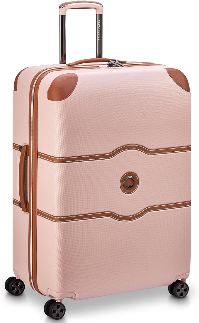 DELSEY PARIS Chatelet Air 2.0 Hardside Luggage with Spinner Wheels, Blush Pink, Checked-Large 28 Inch