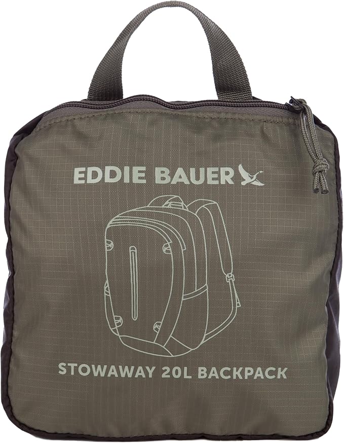 Eddie Bauer Stowaway Packable Backpack | Travel | Outdoor | Lightweight | Foldable | Durable | Ripstop Polyester | 20L - Spruce Green