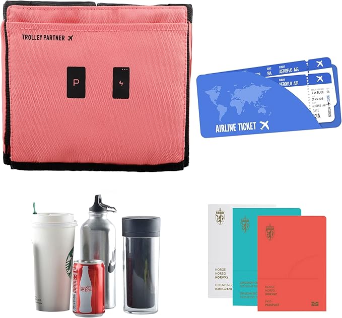 riemot Luggage Travel Cup Holder Free Hand Drink Carrier - Hold Two Coffee Mugs No Spill - Fits Roll on Suitcase Handles - Gifts for Flight Attendants Travelers Accessories Pink