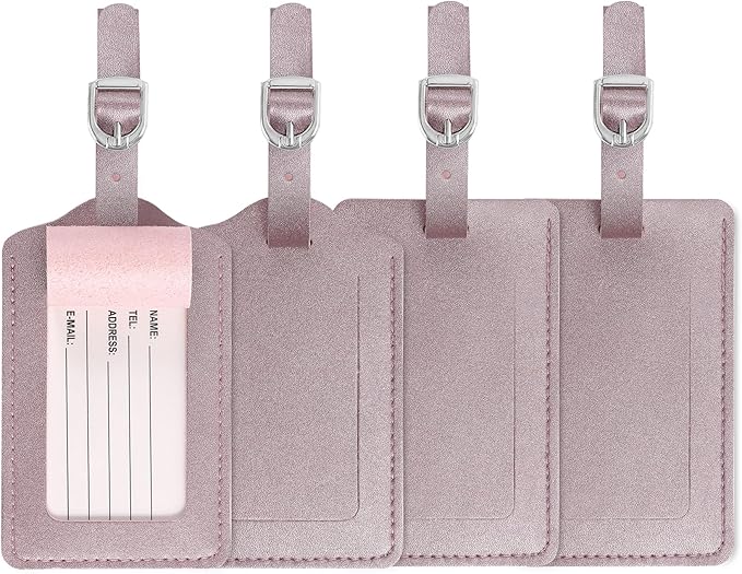 Luggage Tags, Leather Personalized Suitcase Tag Set Luggage id Tags Labels Travel Accessories