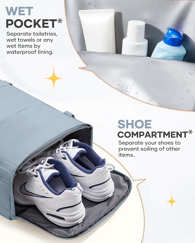 coofay Large Travel Backpack For Women Men Airline Approved Carry On Backpack Flight Approved Waterproof Sports Luggage Backpack Casual Daypack Hiking Backpack Grey Blue