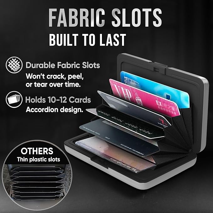 TopMost Aluminum Wallet, Card Case Wallet, Metal RFID Credit Card Holder for Men & Women, 6 Cotton Slots for 10-12 Cards And Bills, Rfd Protective