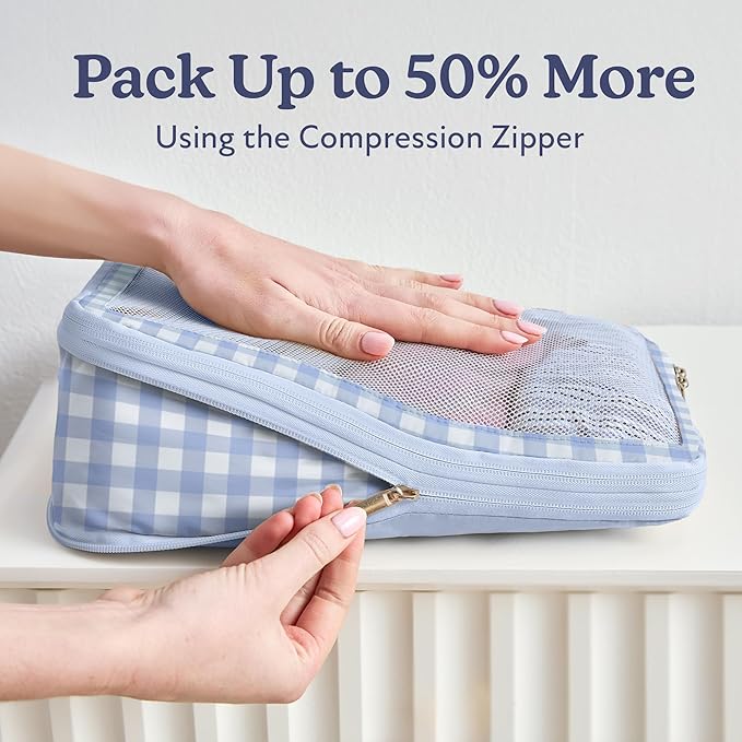 Vandel Space-Saving Compression Packing Cubes for Women with Hanging Toiletry Bag, Laundry Bag, Compressible Carry On Suit Case Organizer Luggage Packing Cubes for Travel Compression Organizer Bags