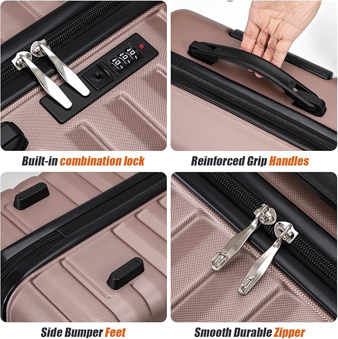 Luggage Sets 5 Piece Suitcases with Wheels, Suitcase Set ABS Hard Case Luggage with Spinner Wheels Durable Travel Luggage