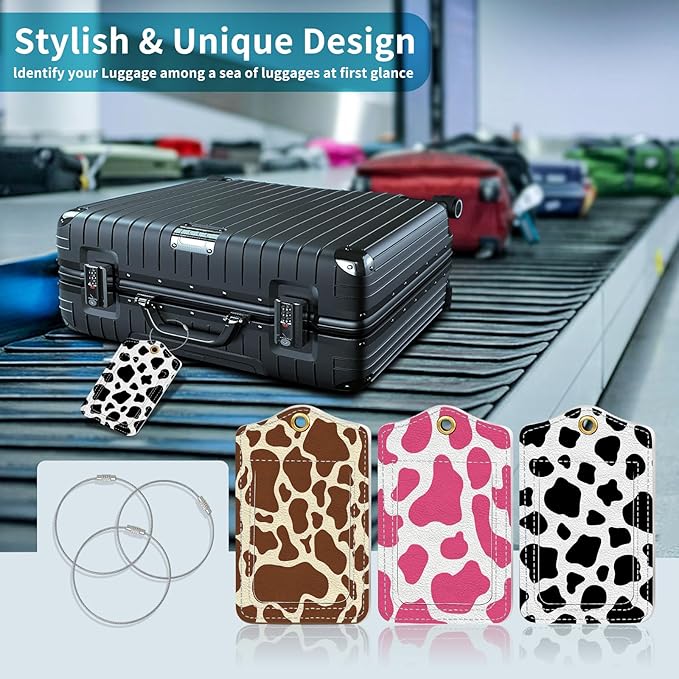 Luggage Tag, 3 Pack Travel Cruise Luggage Tags for Suitcases, Cute Suitcase Tags Identifiers Bag Tags with Privacy Flap, Baggage Name Tag for Women Men Luggage Backpack Handbag School Bag