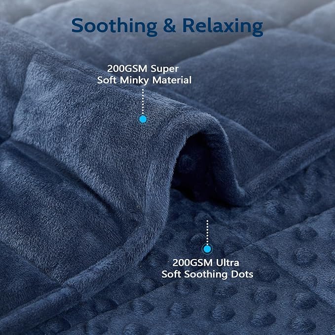 L'AGRATY Weighted Blanket - 40"x60" 10lbs Minky Dots Heavy Blanket with Glass Beads Soft Breathable for All-Season Summer Fall Winter Thick Comfort for Sleeping