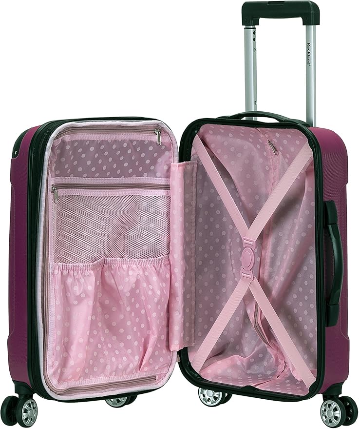 Rockland London Hardside Spinner Wheel Luggage, Magenta, Carry-On 20-Inch