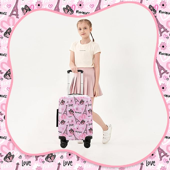 Kid's Luggage Set 5 Piece Suitcase Set 16" Hardside Luggage with Spinner Wheels Girls Carry on Toddler Travel Rolling Suitcase with Neck Pillow Airline Approved