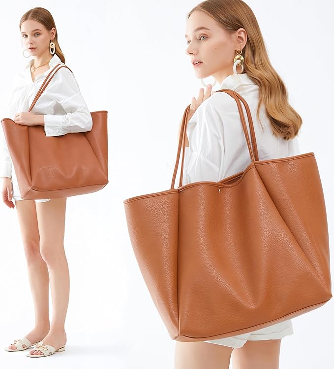 Oversize Pu Leather Tote Women Weekender Bag Shopper Handbag Travel Purse