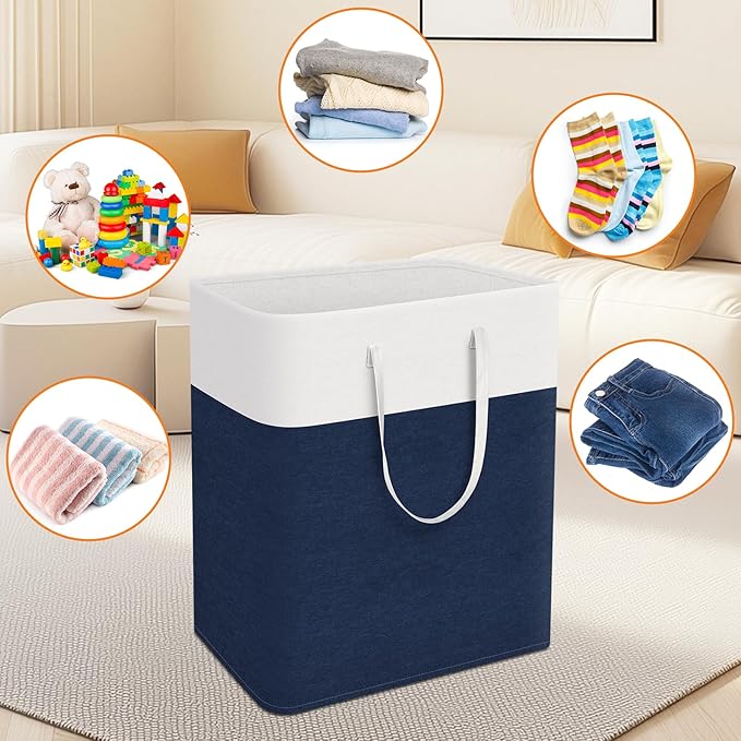 laundry basket 3-Pack, laundry hamper, Hamper with handles, collapsible laundry baskets, Waterproof dirty clothes hamper, Towel Storage for Home or Dorm, 100L-Blue