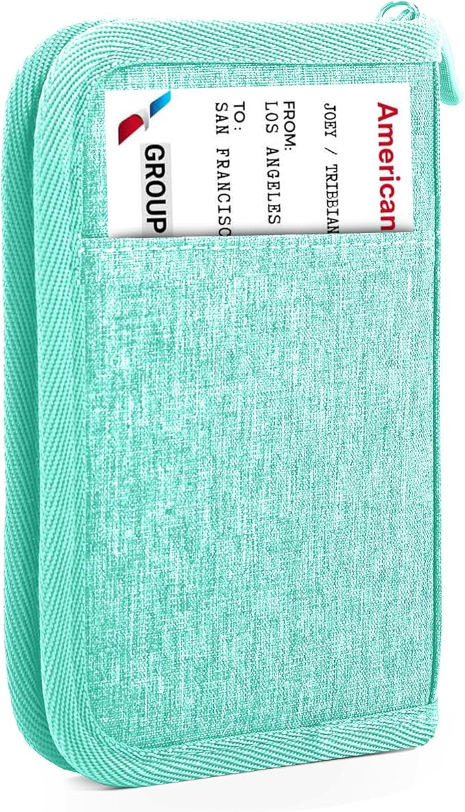 Single Passport Holder for Travel, RFID Travel Document Organizer for Women Waterproof Passport Wallet Men Portable Case for Cards, Boarding Pass, ID, Money, Tickets with Zipper