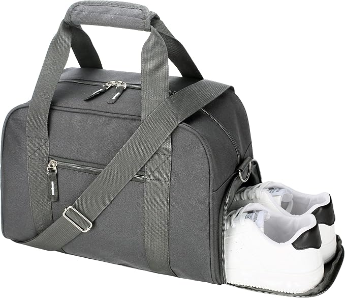 SeaRock 14 inch Small Gym Bag for Men & Women, Mini Duffle Bag with Shoe Compartment, Carry On Duffel Bag for Travel Sports, Dark Grey