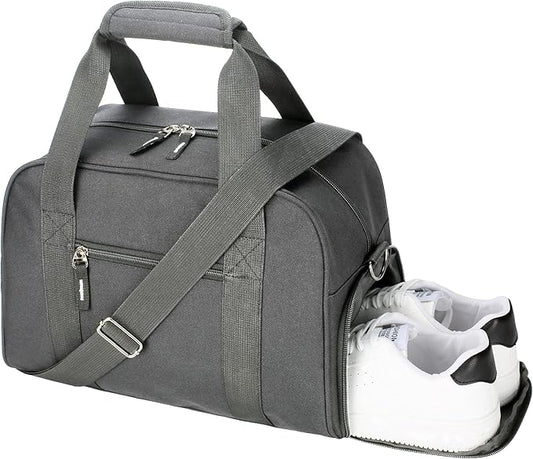 SeaRock 14 inch Small Gym Bag for Men & Women, Mini Duffle Bag with Shoe Compartment, Carry On Duffel Bag for Travel Sports, Dark Grey