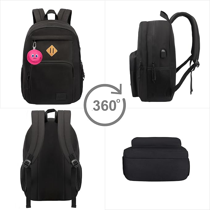 KEOFID Lightweight Travel backpack for Men and Women, Laptop Backpack for Work, Large Bag for College, Water Resistent(Black with Red)
