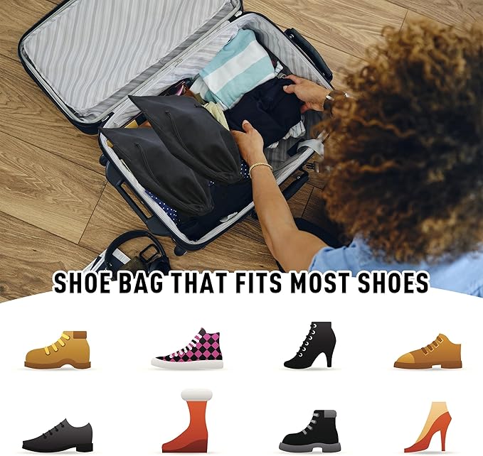 GONGKANGYUAN 2 Pack Shoe Bags for Travel Flannel Single Shoe Pouch with Drawstring for Men Women Travel Protecting Storing Shoes