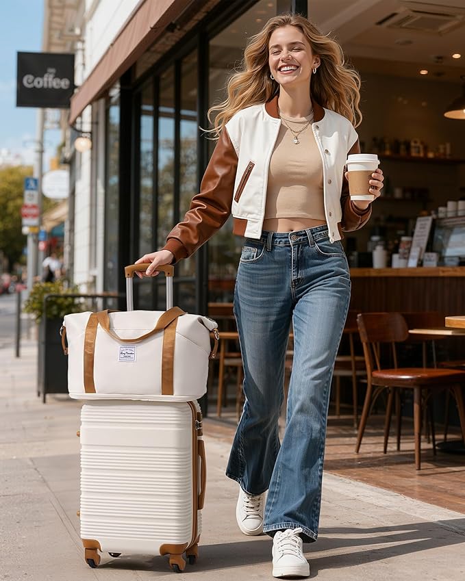 LONG VACATION 6 Piece ABS+PC Hardshell Luggage Set with Spinner Wheels, Lightweight suitcase set with TSA Lock & YKK Zipper