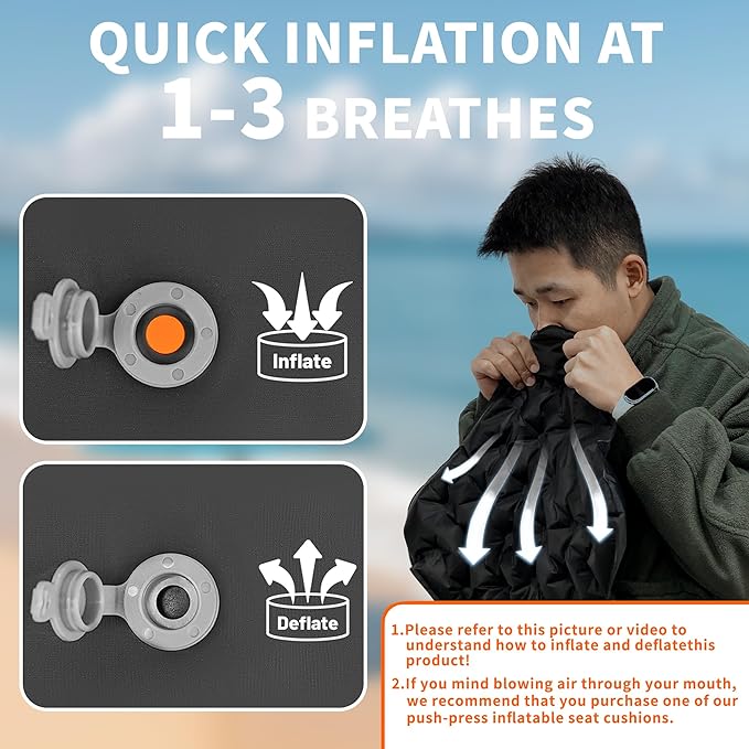 ONTYZZ Inflatable Seat Cushion Lightweight Airplane Seat Cushion Stadium Seat Travel Cushion for Climbing Hiking Office Airplane