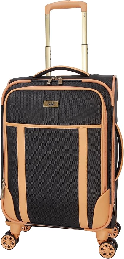 Dockers Seahorse Softside Expandable 8-Wheel Spinner Travel Carry On Luggage, 20-Inch, Black