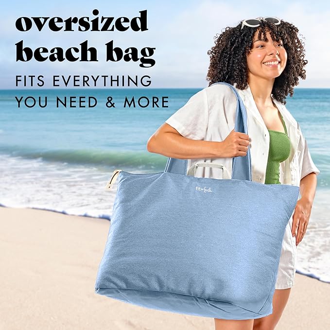 Fit & Fresh Large Beach Bag for Women - Extra Large Travel Tote With Pockets