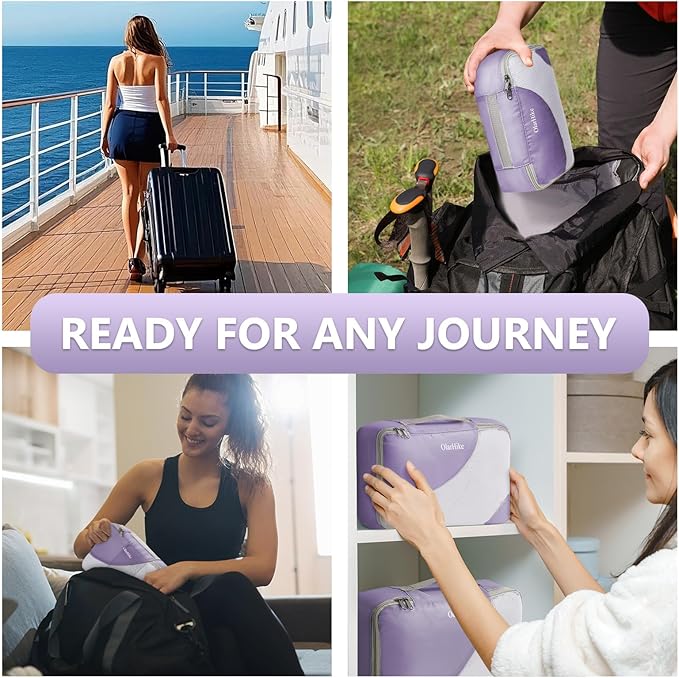 8 Set Packing Cubes for Travel, Gifts for Women Mom,Anti-Tearing Suitcase Organizer for Luggage with Shoe & Hanging Toiletry Bag,OlarHike Vacation Essentials & Accessories for Cruise Ship