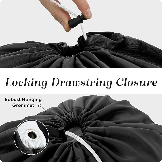 Handy Laundry Laundry Bag – Heavy Duty Nylon, Large Capacity, Locking Drawstring Closure, Machine Washable, Fits Laundry Basket, Travel, Dorm, Camp, Black, 22 x 32 Inches