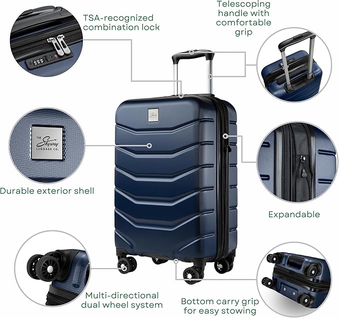 Skyway Luggage Silverton Hardside Collection – Lightweight Durable Suitcases with Wheels, Expandable Luggage for Travel Essentials with TSA Lock, 20-inch Carry-On, 22x14x9, Watercolor Blue