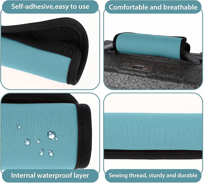 2 Pack Luggage Handle Wraps for Suitcase Bright Color Luggage Handle Covers Suitcase Tags identifiers Travel Accessories for Airplane/Flying (Sky Blue)