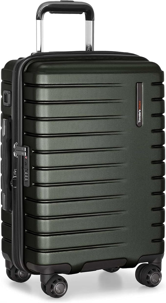 Traveler's Choice Archer Polycarbonate Hardside Spinner Luggage Set, Tie Down Straps, Green, Carry-On 21-Inch