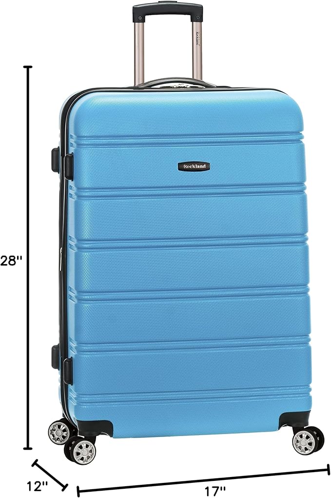 Rockland Melbourne Hardside Expandable Spinner Wheel Luggage, Turquoise/Aqua, Checked-Large 28-Inch