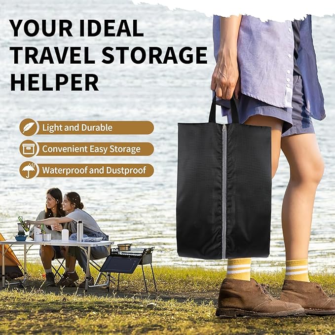 Shoe Bags for Packing, Set of 6 Large Waterproof Portable Shoe Bags with Zipper - Travel Essentials for Women and Men
