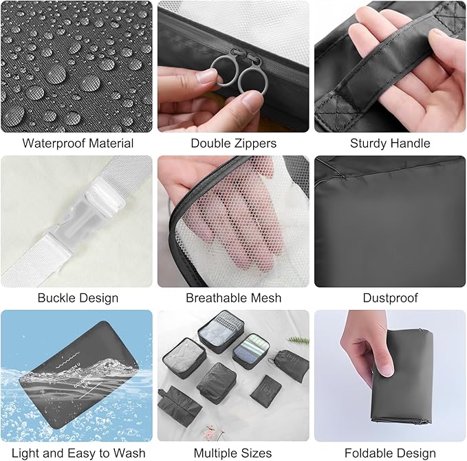 Packing Cubes for Travel -10 Set Luggage Organizer Bags for Family, Mesh Breathable Packing Cubes for Suitcases Durable Travel Essentials Bags Set