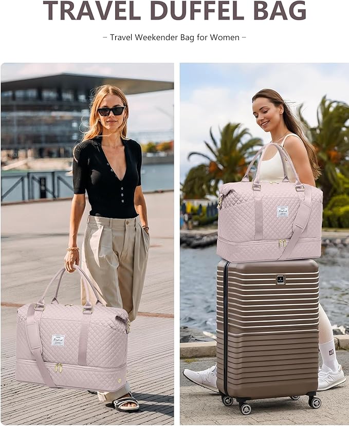 Women Weekender Travel Duffle Bag: Travel Duffel Overnight Bags with Shoe Compartment Large Carry on Tote Bag Toiletry Bag Weekend Yoga Gym Hospital Bags for Labor and Delivery with Wet Pocket