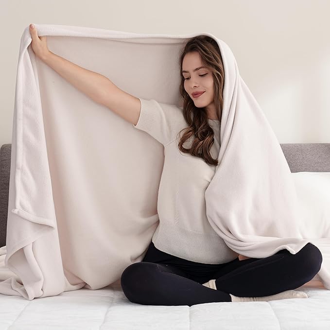 Berkshire Blanket Microfleece Twin Size Bed Blanket Macadamia,Lightweight Soft Breathable Plush Micro Fleece Blanket for Bed Couch Sofa,60x92 Inches