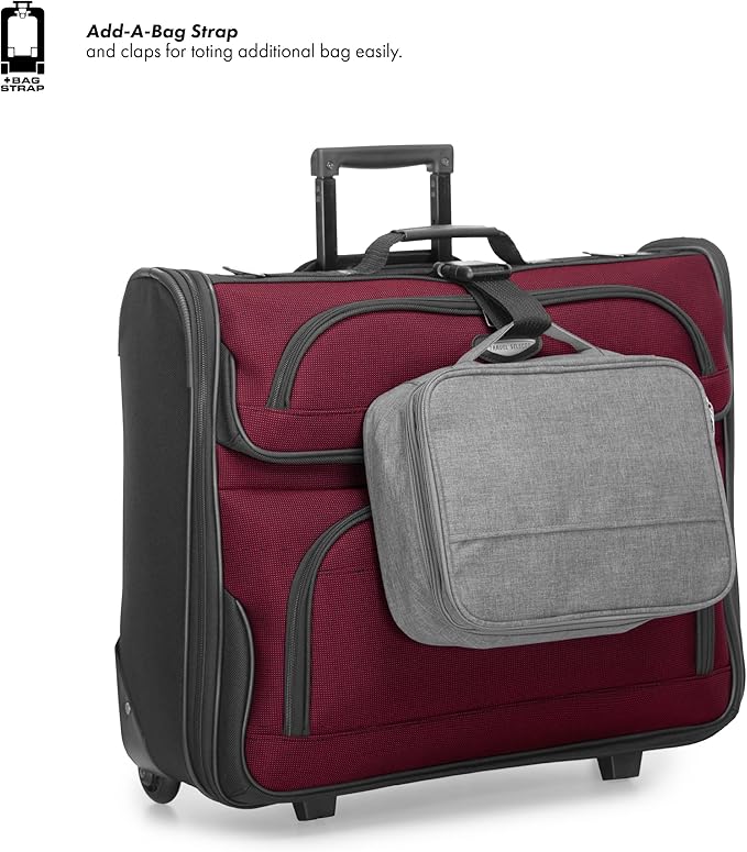 Travel Select Amsterdam Business Rolling Garment Bag, Softside Expandable Rolling 2-Wheeled Suit Carrier, Red, One Size