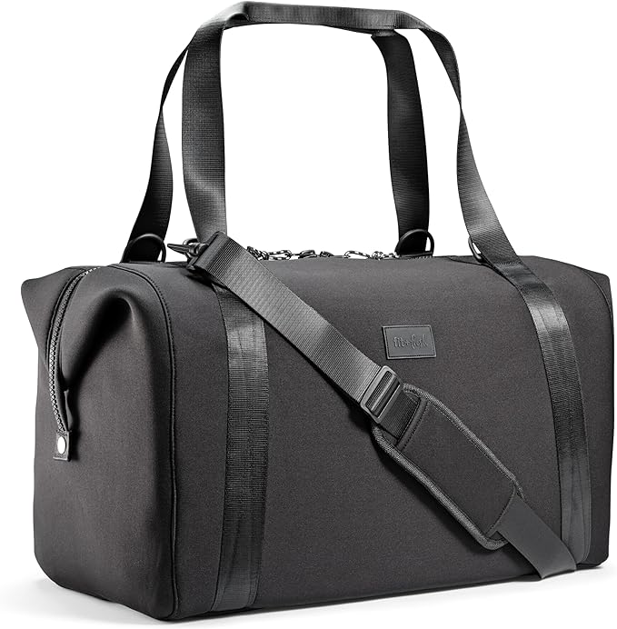 Fit & Fresh Neoprene Weekender Bag for Women – Carry-On Friendly Travel Duffel with Expandable Sides, Trolley Sleeve & Pockets – Lightweight, Water-Resistant Overnight Bag for Weekend Trips + Gym
