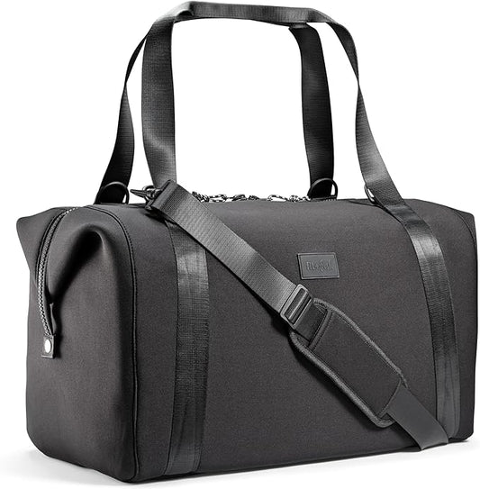 Fit & Fresh Neoprene Weekender Bag for Women – Carry-On Friendly Travel Duffel with Expandable Sides, Trolley Sleeve & Pockets – Lightweight, Water-Resistant Overnight Bag for Weekend Trips + Gym