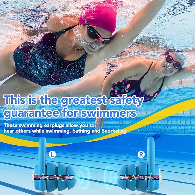 Swimming Ear Plugs Waterproof Earplugs - 3 Pairs Silicone Swim Ear Plugs for Adult Kids, Water Sports Earplugs for Showering, Bathing, Surfing - Keep Ear Water Out (Blue,Pink,Orange, One Size)