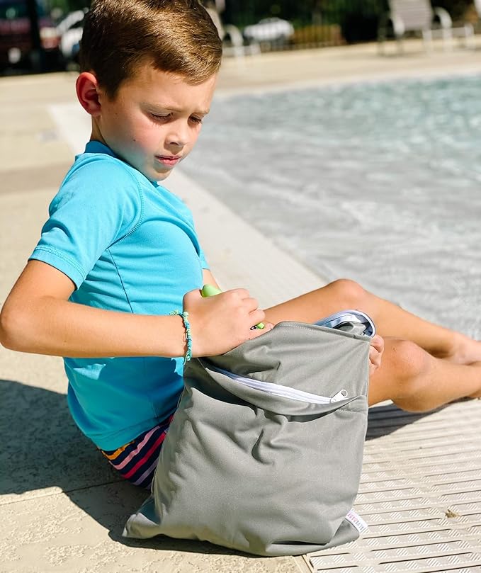 ALVA ALVABABY 2pcs Cloth Diaper Wet Dry Bags Waterproof Reusable with Two Zippered Pockets Travel Beach Pool Daycare Soiled Baby Items Yoga Gym Bag for Swimsuits or Wet Clothes LZD2122