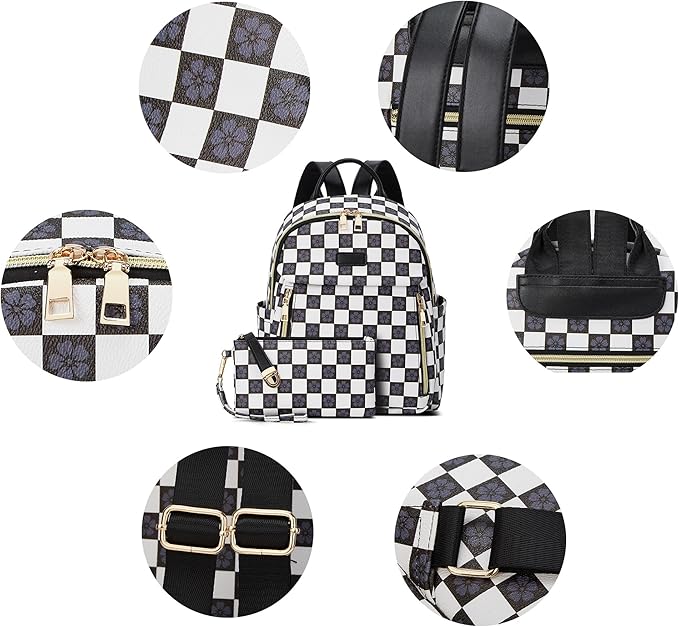 Makes Mini Backpack for Women, Stylish Daypack Purse Handbag Small Casual Daily Travel Bag, Lady Girls Gifts for Work School, 2pcs Sets