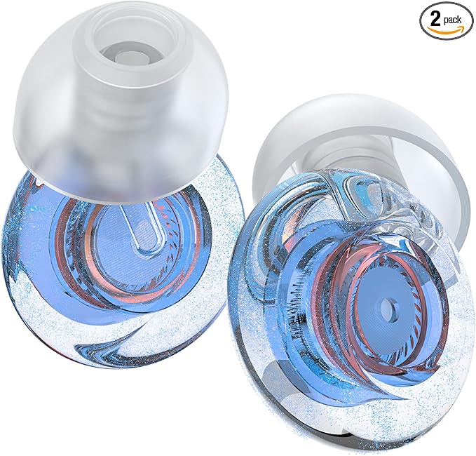 Ear Plugs for Concerts, 2 Pack High Fidelity Ear Plugs, Reusable Silicone Earplugs for Concert, Rave, Work, Musicians, 5 Pair Ear Tips, 18-25 dB Concert Ear Plugs for Noise Cancelling(Blue)