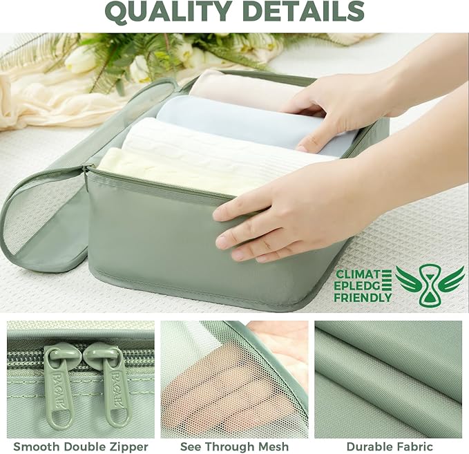 BAGAIL 9 Set Packing Cubes with Packing List Luggage Packing Organizers for Travel Accessories