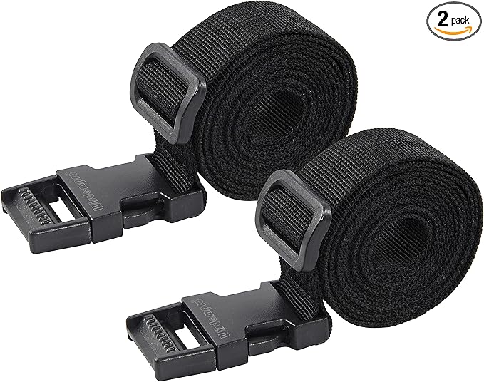 Wisdompro Luggage Strap, 2 Pack Heavy Duty Utility Straps with Quick Release Buckle, Adjustable Nylon Strap for Backpacking, Sleeping Bag Compression, Camping, Hiking - 48 inch, Black