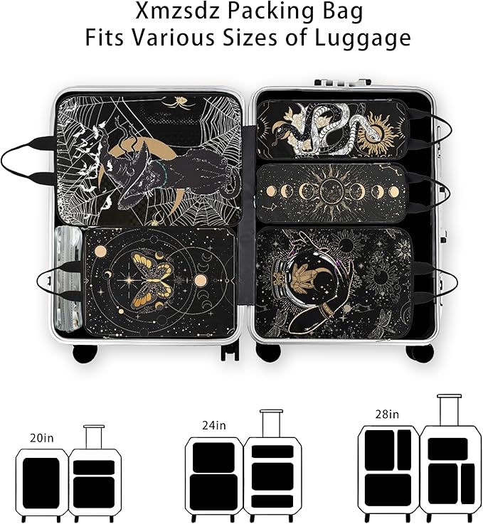 7 Pcs Compression Packing Cubes for Travel Luggage, Lightweight Suitcase Organizer Bags Set, Compression Packaging Cube for Travel Essentials, Packing Cubes for Carry on Suitcase