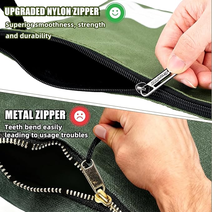 GRENPRO 8 Pack Canvas Tool Bag Zipper Tool Pouch, 12" Tools Utility Pouches Heavy Duty, Multipurpose Storage Organizer Bags with Dependable Metal Zippers