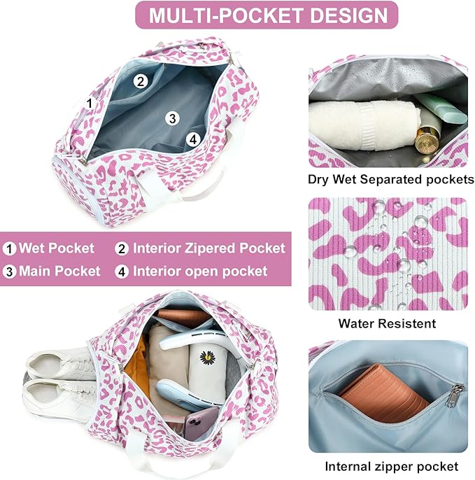 BLUBOON Duffle Bag Girls Kids Cute Gym Bag with Shoes Compartment & Wet Separation Waterproof Sports Overnight Travel Bag