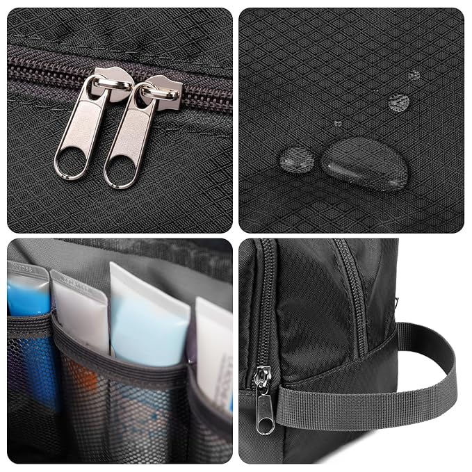 Toiletry Bag for Men Hanging Dopp Kit Water Resistant Shaving Bag Small Toiletry Bag for Traveling(Black)