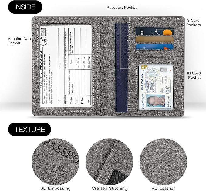 Passport Holder For Women And Men,Passport Cover For Women And Men-Pink&Gray